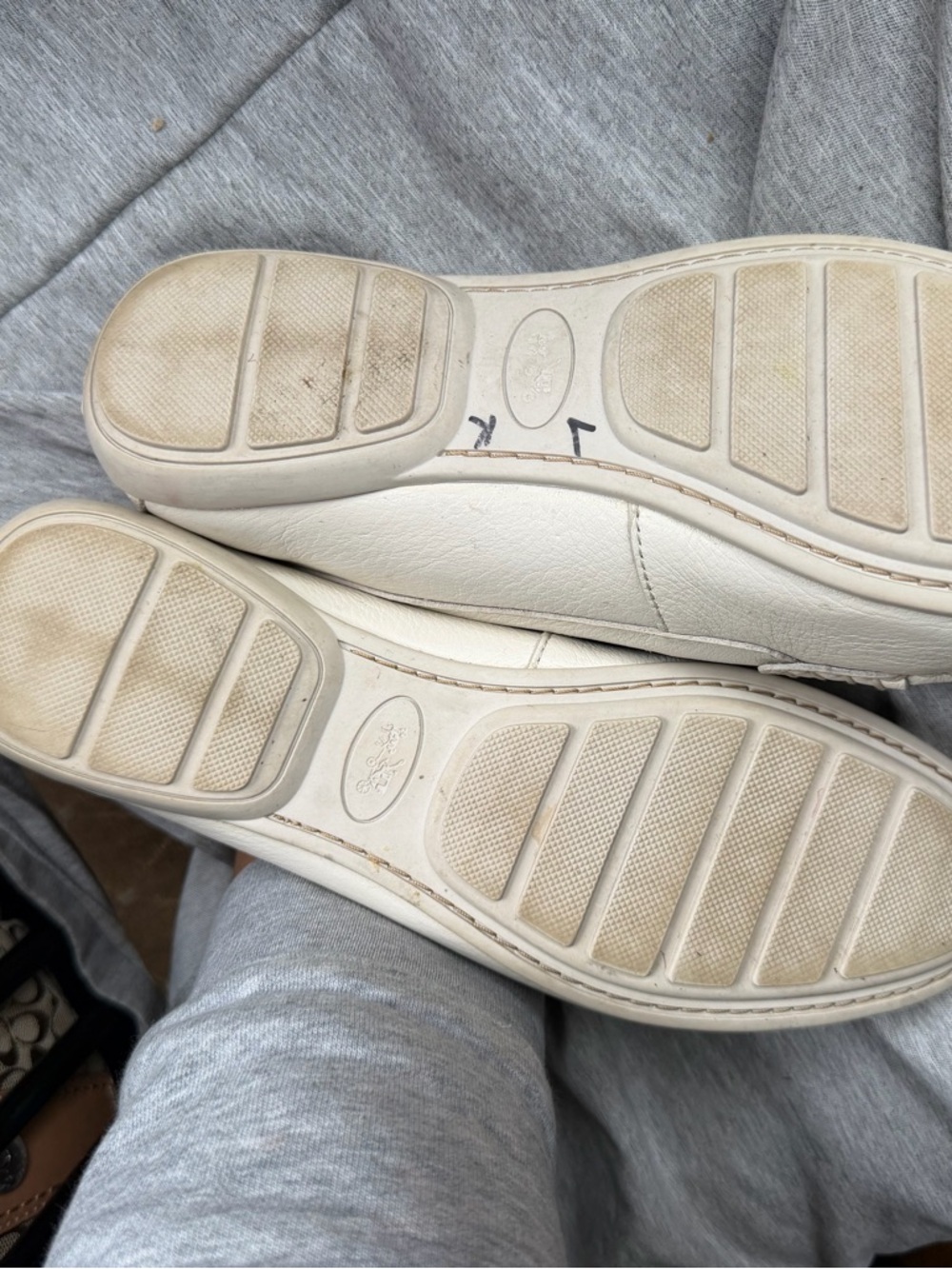 Coach Cream Leather Penny Loafers with Gold Accent - Picture 5 of 9